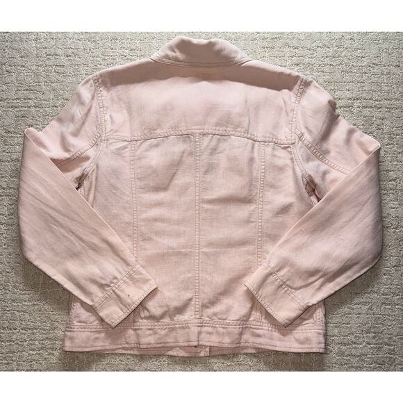 J.Jill Women’s Small Linen Cotton Jacket Pink Button Front Lightweight Layering - Picture 7 of 8